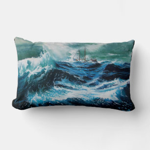 Coussin Rectangle Bateau dans la mer dans la tempête
