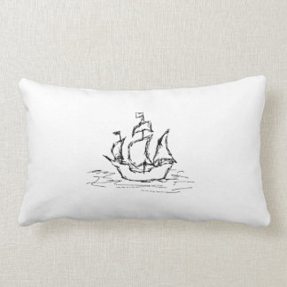 Coussin Rectangle Bateau de pirate. Noir et blanc.