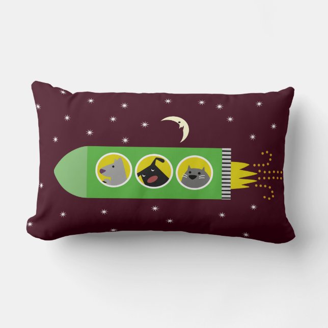 Coussin Rectangle Bateau de Rocket de chien et de chat (Recto)