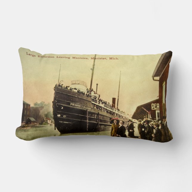 Coussin Rectangle Bateau d'excursion de Great Lakes chez Manistee (Recto)