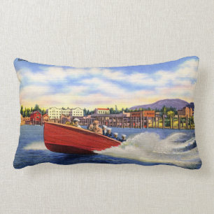 Coussin Rectangle Bateau en bois de vitesse sur le d'Alene de Coeur