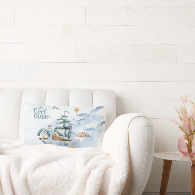 Coussin Rectangle Bateau mec cool dans l'océan personnalisable (Canapé)