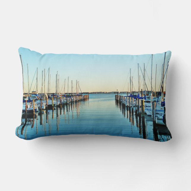 Coussin Rectangle Bateaux à la marina par Shirley Taylor (Recto)