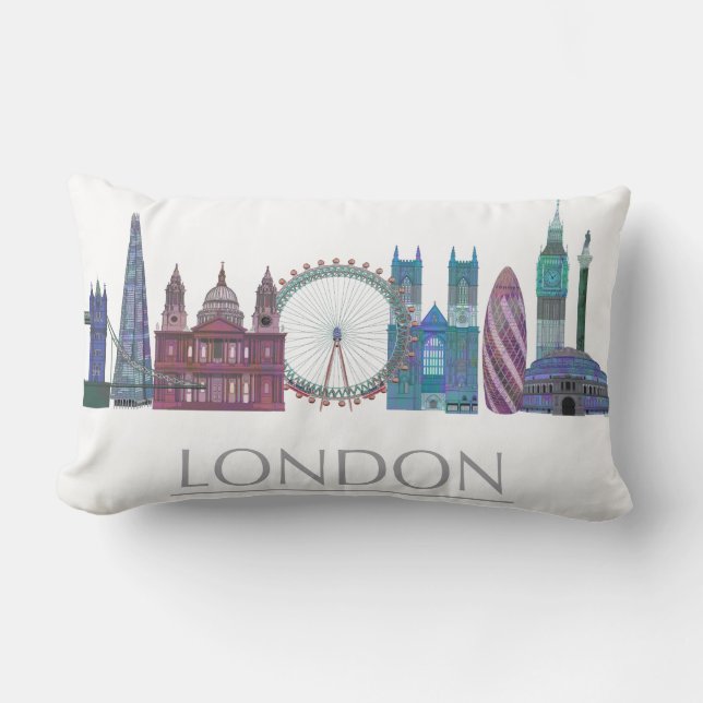 Coussin Rectangle Bâtiments couleur Skyline de Londres (Recto)