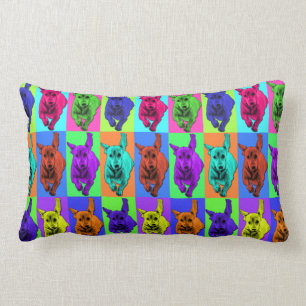 Coussin Rectangle Battement courant d'oreilles de teckel d'art de