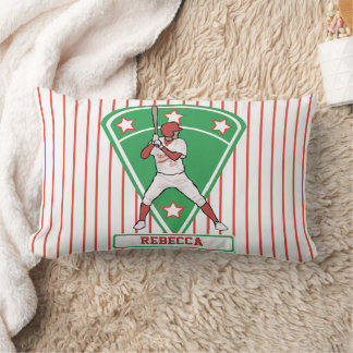 Coussin Rectangle Batterie de baseball personnalisée Star Rouge