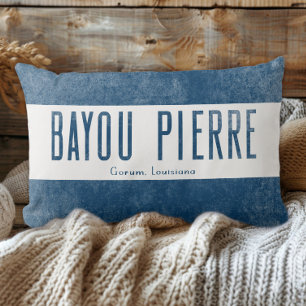 Coussin Rectangle Bayou Pierre Louisiane aspect denim