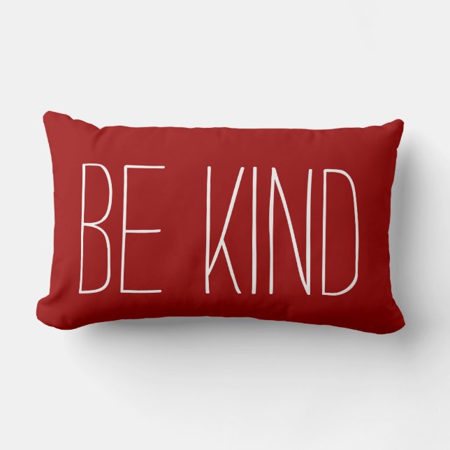 Coussin Rectangle Be Kind, texte blanc sur Crison (Recto)
