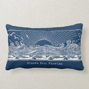 Coussin Rectangle Beach House Marine Côte Bleue Blanc