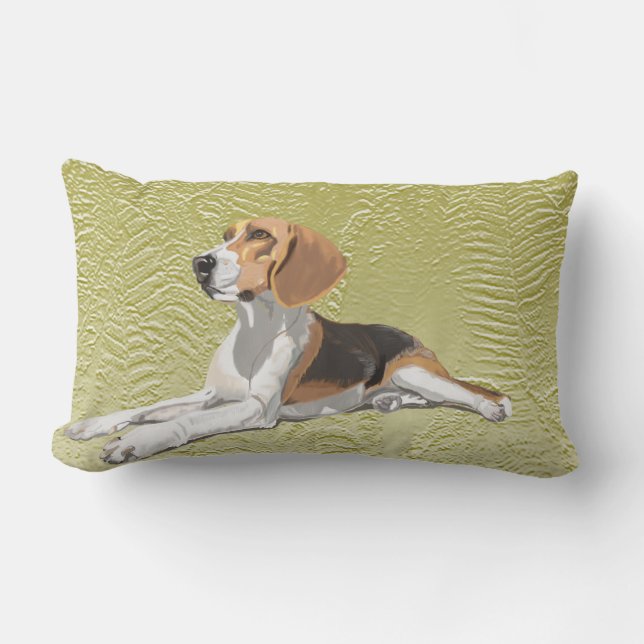 Coussin Rectangle Beagle blanc et noir bronzé avec fond de fougère v (Recto)