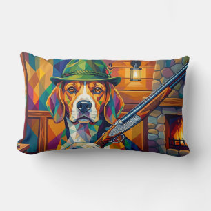 Coussin Rectangle Beagle Chasseur Pop Art – Chien de Chasse Moderne
