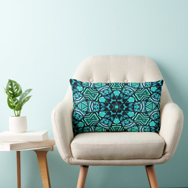 Coussin Rectangle Beau Aqua Turquoise Turquoise Ethnic Mosaic Art (Chaise)
