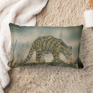 Coussin Rectangle Beau léopard nuageux peint à la main