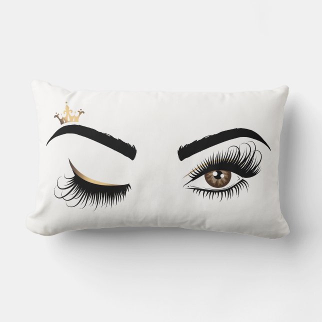 Coussin Rectangle Beau long cils wink oeil avec la couronne (Recto)