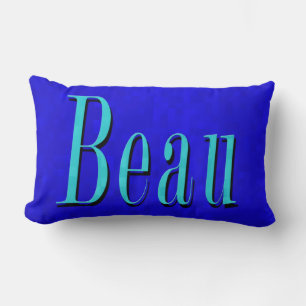 Coussin Rectangle Beau Name Logo sur mosaïque bleue,