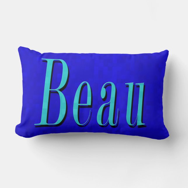 Coussin Rectangle Beau Name Logo sur mosaïque bleue, (Recto)