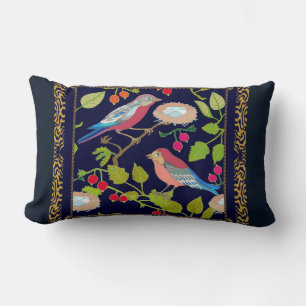 Coussin Rectangle Beau Paradis Oiseaux et Baies rouges d'été