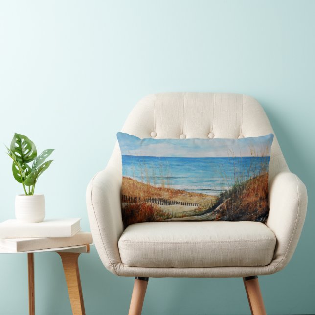 Coussin Rectangle Beau paysage de plage de Shore Art (Chaise)
