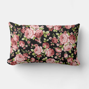 Coussin Rectangle Beau Roses à motifs floraux avec feuillage vert