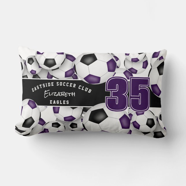 Coussin Rectangle Beaucoup de balles de football esprit d'équipe cad (Recto)