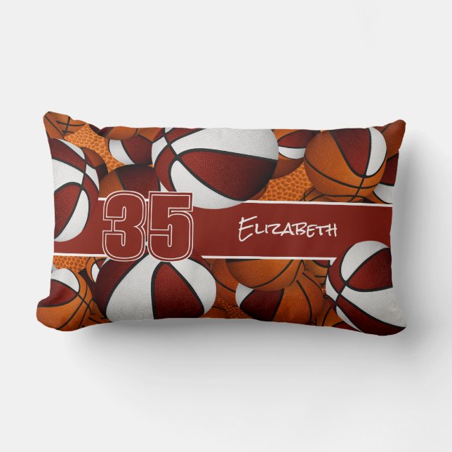 Coussin Rectangle beaucoup de basket-ball salle de sport marron (Recto)