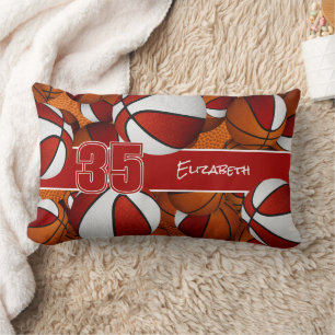 Coussin Rectangle beaucoup de basket décoration salle de sport rouge