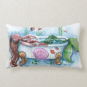 Coussin Rectangle Beauté de sirène dans la baignoire
