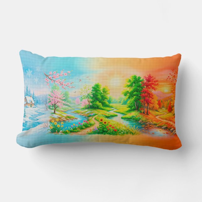 Coussin Rectangle beauté des quatre saisons (Recto)