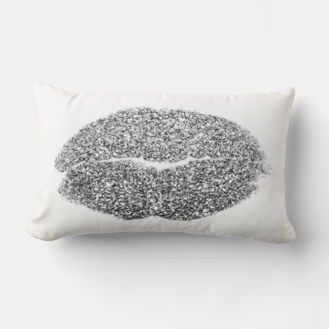 Coussin Rectangle Beauté Silver Lip Parties scintillant Gris Blanc m (Recto)