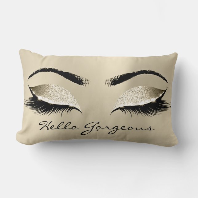 Coussin Rectangle Beauty Yeux Lash de maquillage Bonjour belle Champ (Recto)