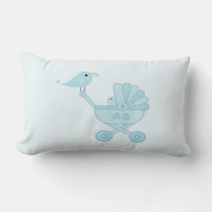 Coussin Rectangle Bébé bleu mignon oiseau