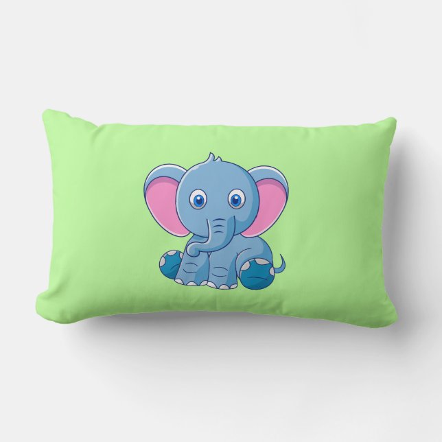 Coussin Rectangle Bébé Éléphant Dessin Animé Clipart-64832 (Recto)