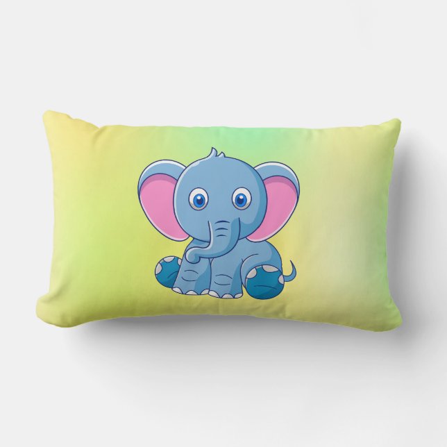 Coussin Rectangle Bébé Éléphant Dessin Animé Clipart-64832 (Recto)
