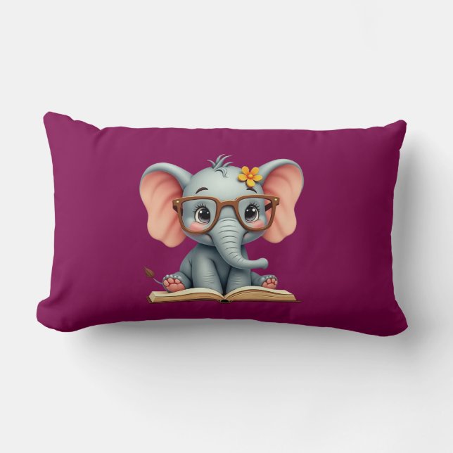 Coussin Rectangle Bébé éléphant sage (Recto)