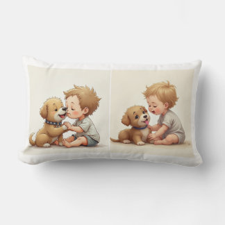 Coussin Rectangle Bébé et chiot Jeu d'oreiller