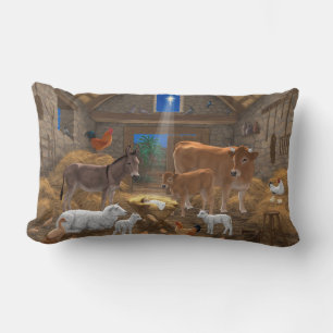 Coussin Rectangle Bébé Jésus Crèche Sainte Nuit Noël Nativité