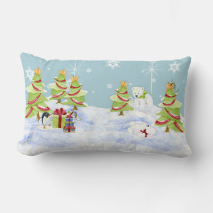 Coussin Rectangle Bébés de l'ours polaire Whimsey Penguin hiver en n