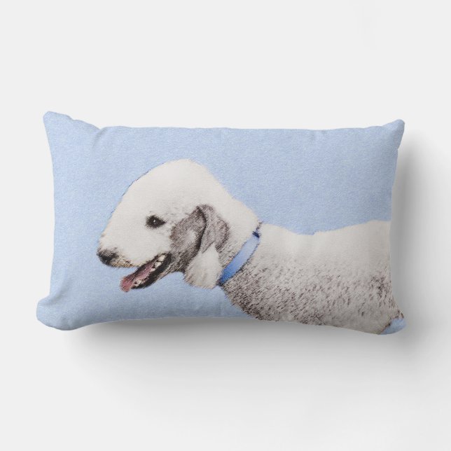 Coussin Rectangle Bedlington Terrier Peinture - Art Chien original (Recto)
