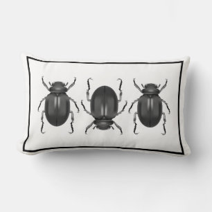 Coussin Rectangle Beetons modernes de scarab noir et gris