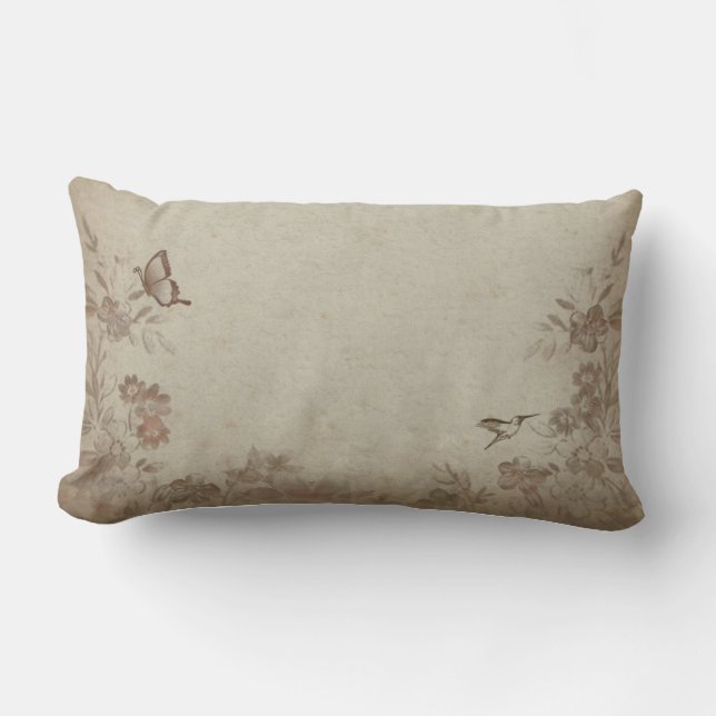 Coussin Rectangle Beige vintage Floral (Recto)