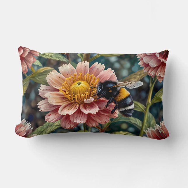Coussin Rectangle Belle Abeille Sur Fleur (Recto)