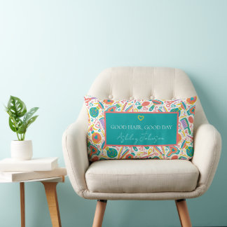 Coussin Rectangle Belle coiffure, belle journée — sarcelle, corail e