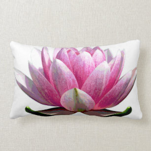Coussin Rectangle Belle fleur de Lotus rose et blanc