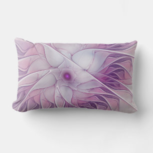 Coussin Rectangle Belle Fleur rose moderne Fractal Art Abstrait