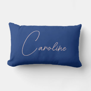 Coussin Rectangle Belle personnalisation rose écriture nom bleu mari