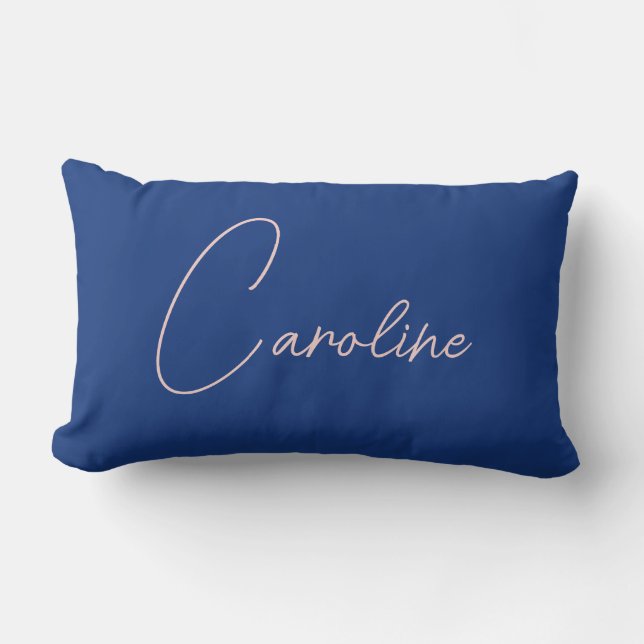 Coussin Rectangle Belle personnalisation rose écriture nom bleu mari (Recto)