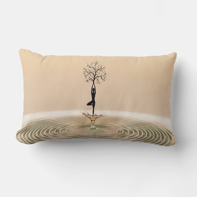 Coussin Rectangle Belle Silhouette Arbre Fille, Zen (Recto)