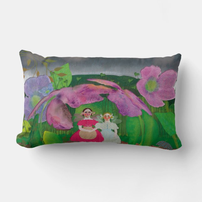 Coussin Rectangle Belles fées d'oreiller dans un jardin (Recto)