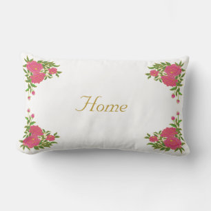 Coussin Rectangle Belles fleurs de pivoine sur fond blanc
