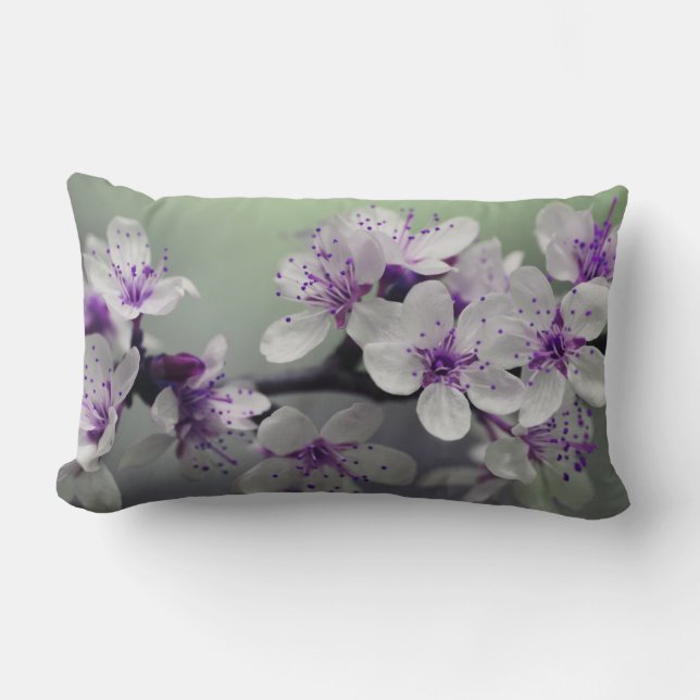 Coussin Rectangle Belles fleurs de ressort de violette blanche (Recto)